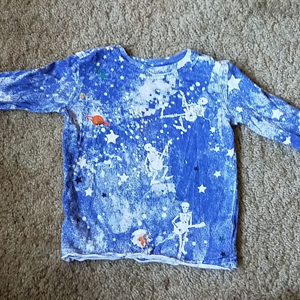 Long sleeve tie dyed skull and space long sleeve